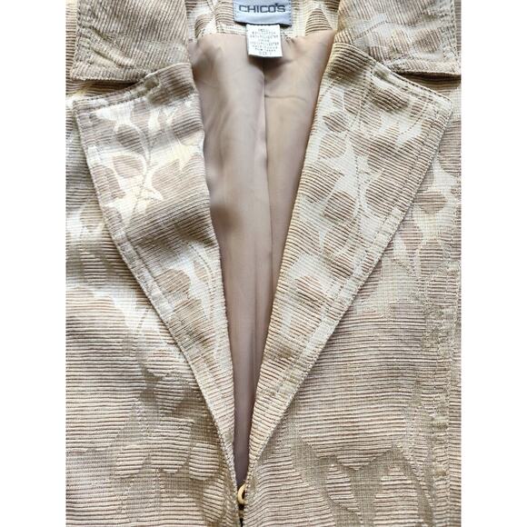 JACKET/BLAZER-CHICO'S-Cream-Brocade Style Material-Short Length-Chico's Size 1/S - Picture 5 of 16